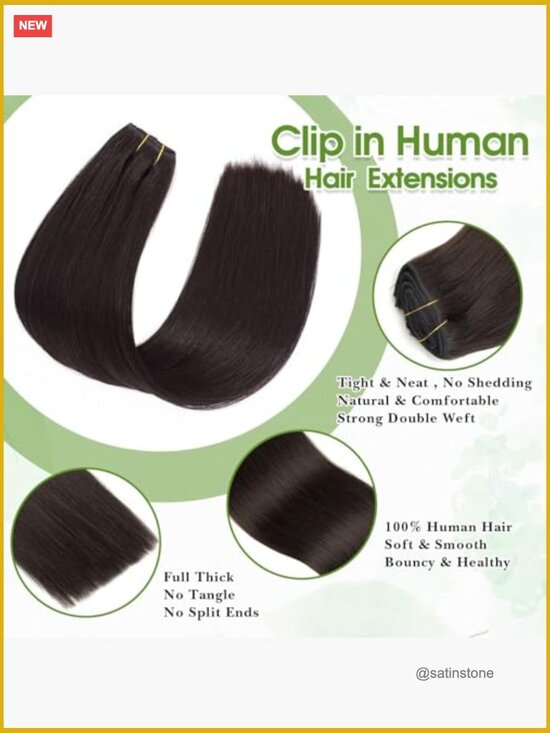8pcs Straight 18/70g Seamless Double Weft Clip In Extensions Real Human Hair